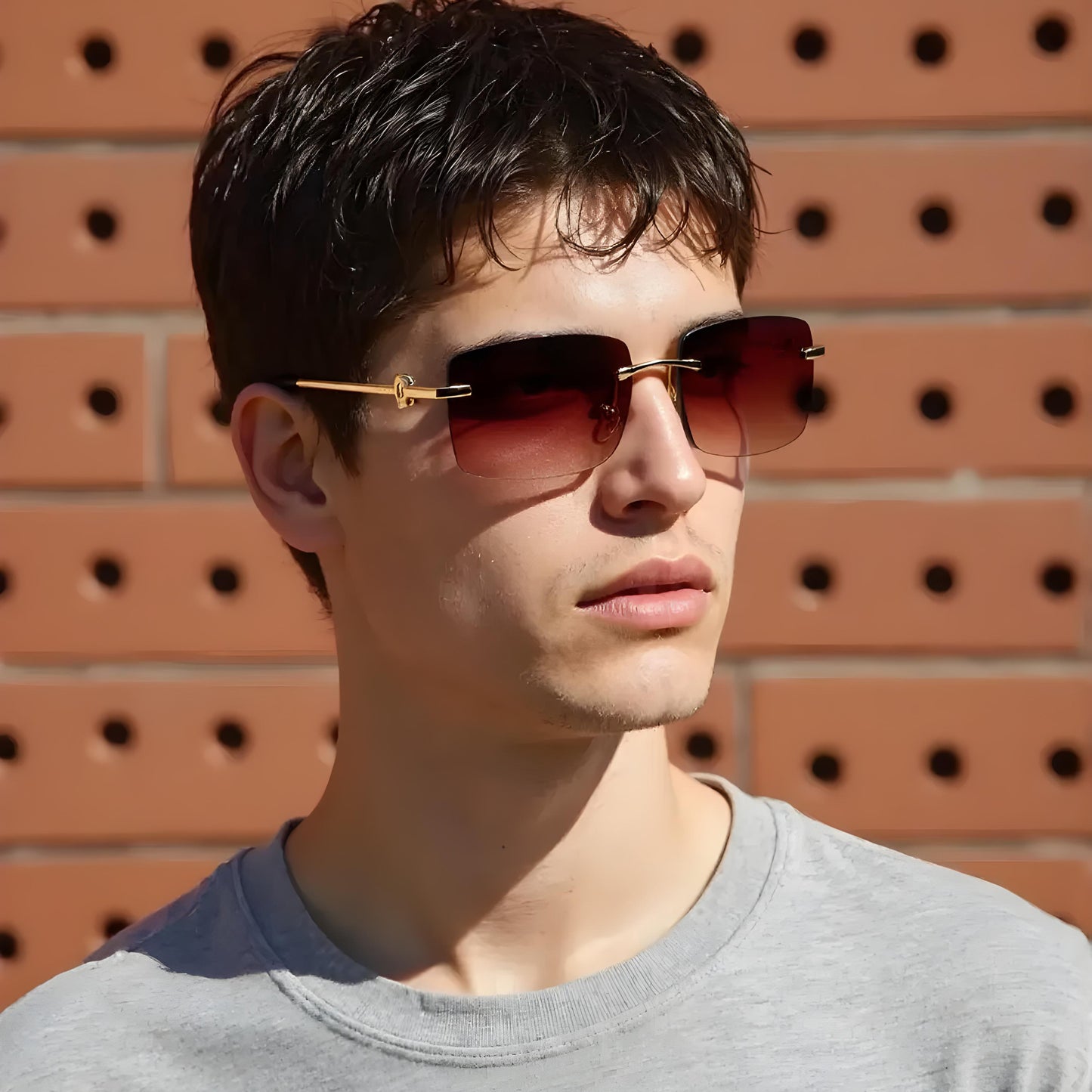 SOLITAIRE 3 UNISEX RECTANGLE METAL SUNGLASSES BY TED SMITH (IN 2 COLORS)