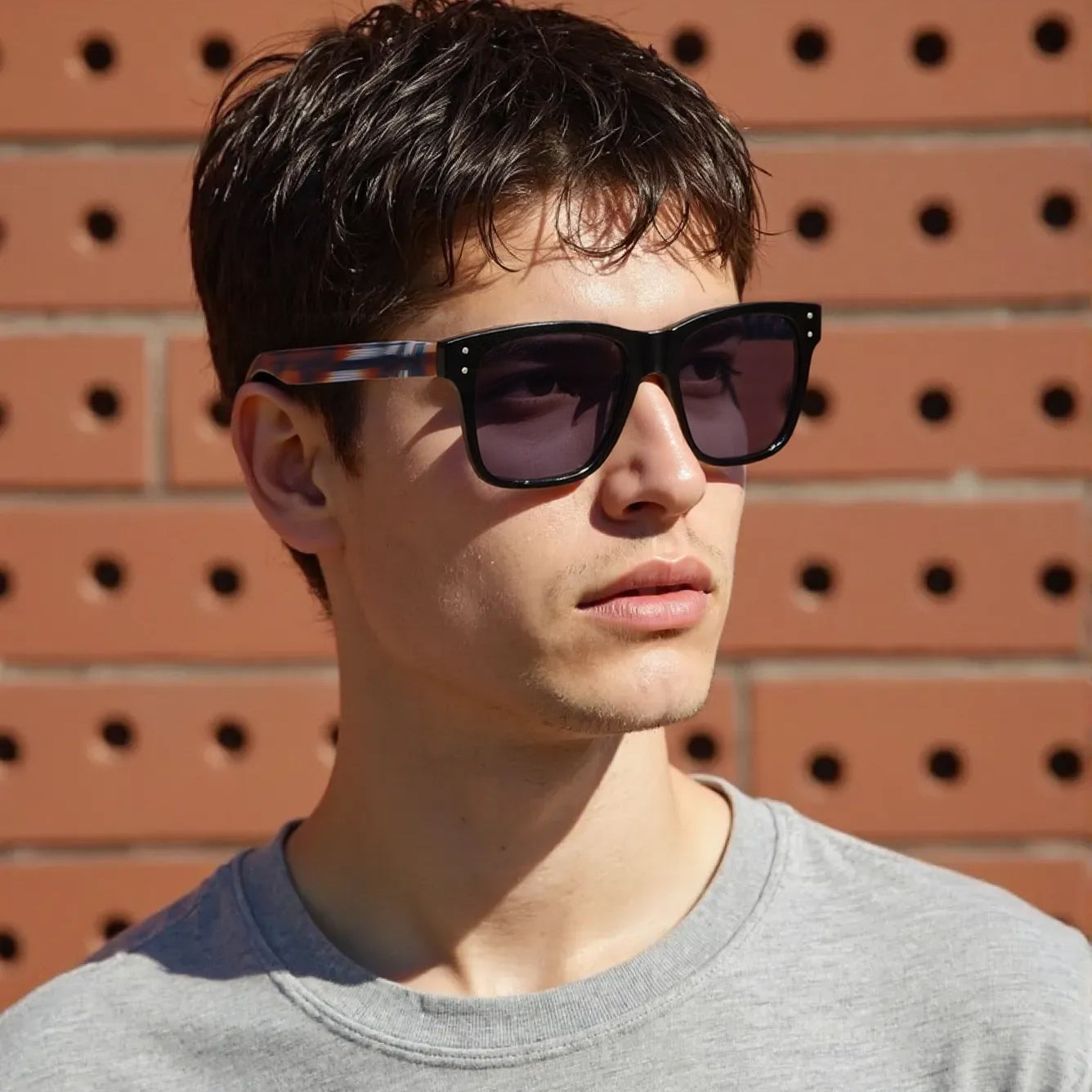 SUN-HESTON UNISEX SQUARE ACETATE SUNGLASSES WITH POLARIZED LENS BY TED SMITH (IN 5 COLORS)