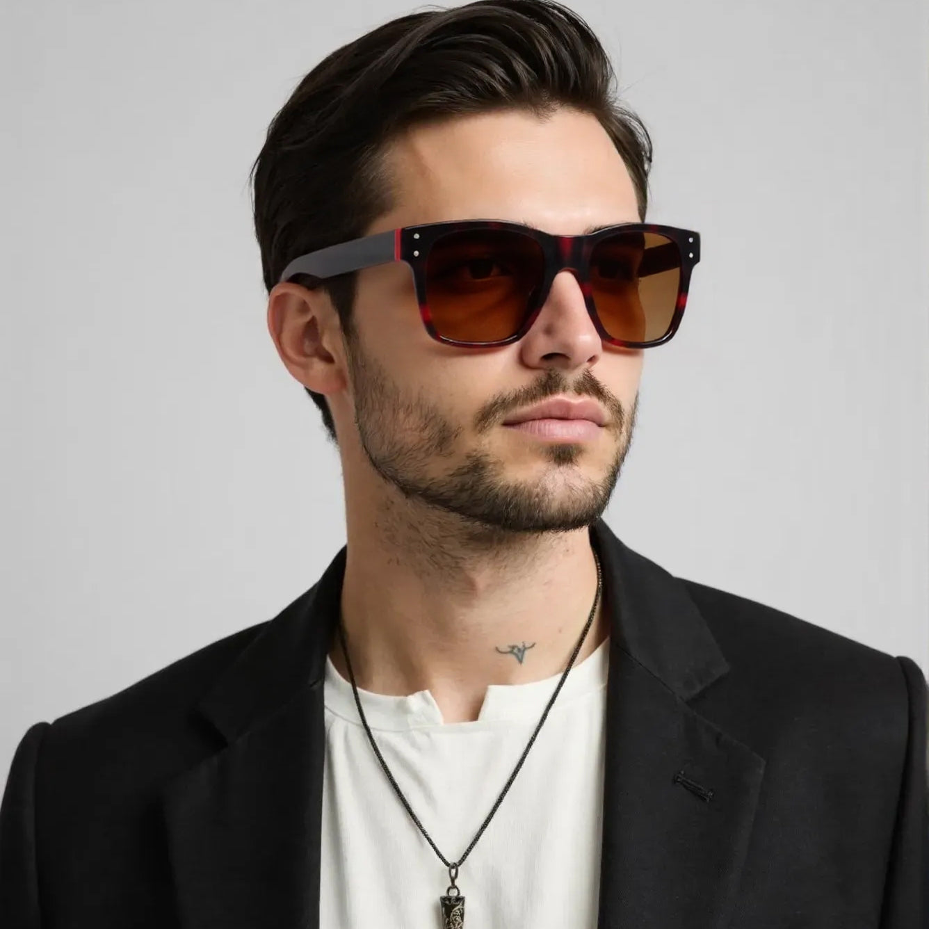 SUN-HESTON UNISEX SQUARE ACETATE SUNGLASSES WITH POLARIZED LENS BY TED SMITH (IN 5 COLORS)