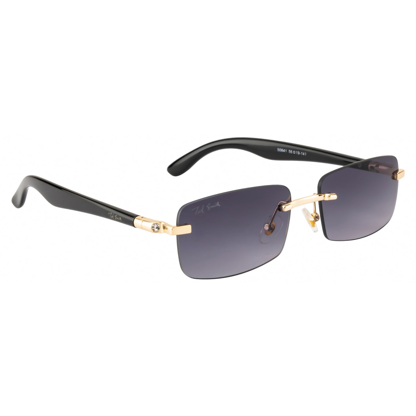 SOLITIARE UNISEX RECTANGLE METAL RIMLESS SUNGLASSES BY TED SMITH (IN 4 COLORS)