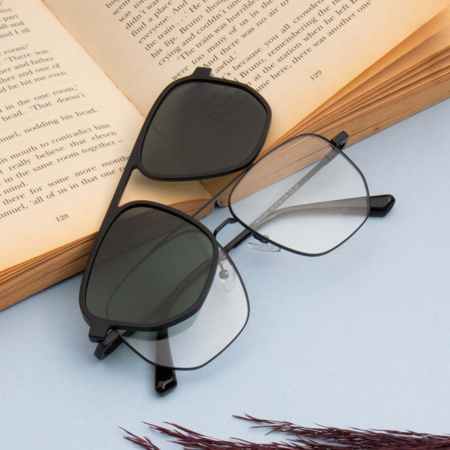 TWITCHY UNISEX AVIATOR METAL CLIPON SUNGLASSES WITH POLARIZED LENS BY TED SMITH (IN 3 COLORS)