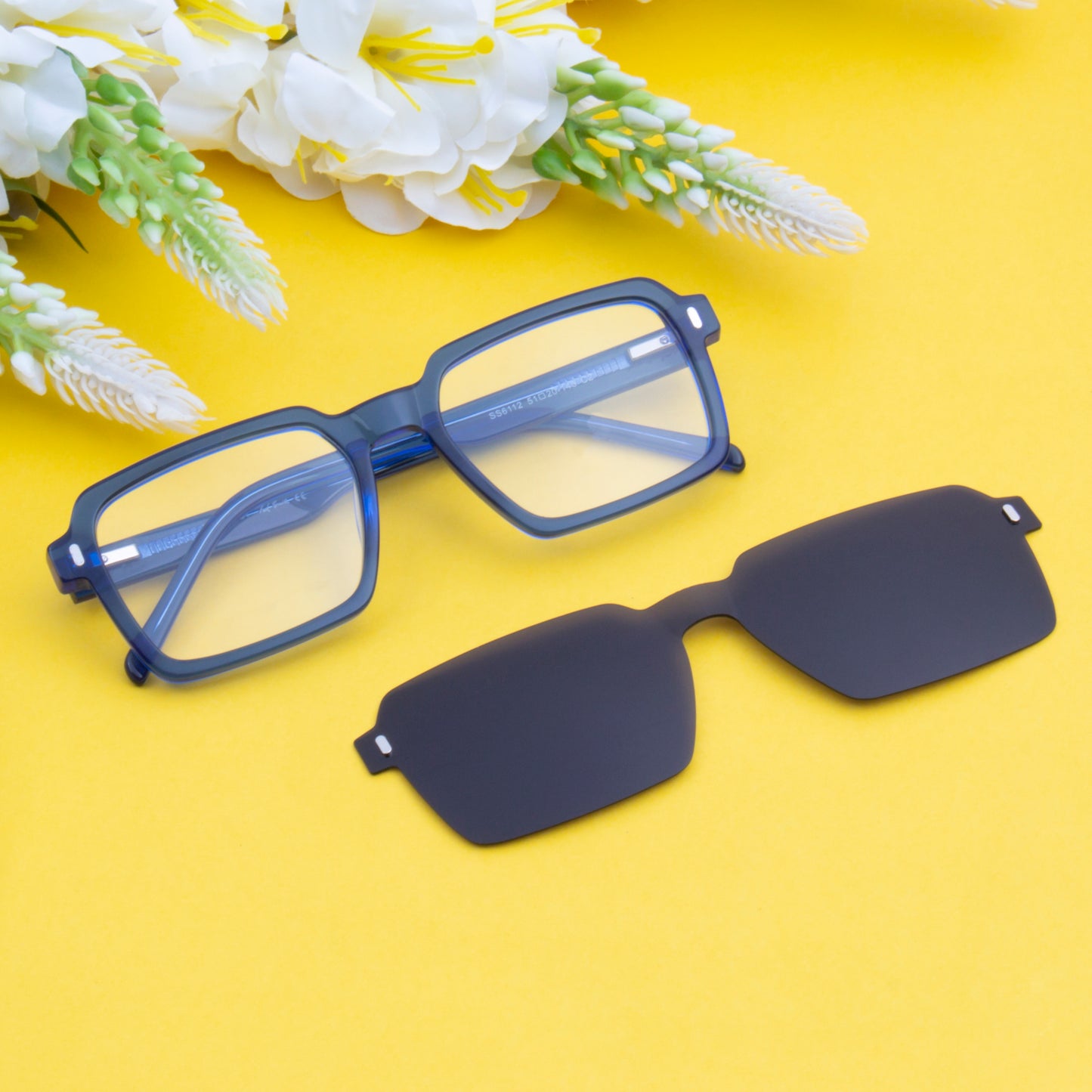 ENRIQUE UNISEX SQUARE ACETATE CLIPON SUNGLASSES WITH POLARIZED LENS BY TED SMITH (IN 4 COLORS)