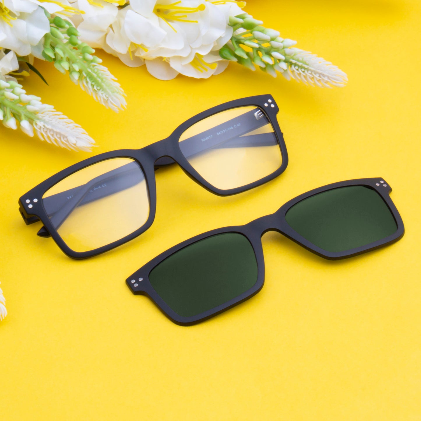 STEVENS UNISEX SQUARE TR90 CLIPON SUNGLASSES WITH POLARIZED LENS BY TED SMITH (IN 2 COLORS)