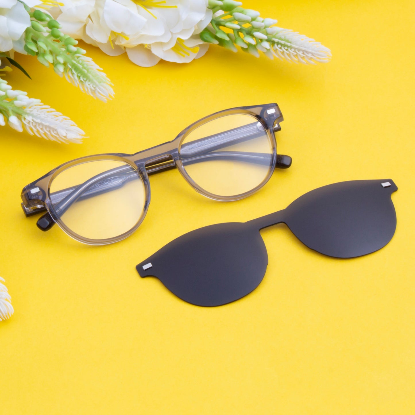 CHAVIS UNISEX ROUND ACETATE CLIPON SUNGLASSES WITH POLARIZED LENS BY TED SMITH (IN 4 COLORS)