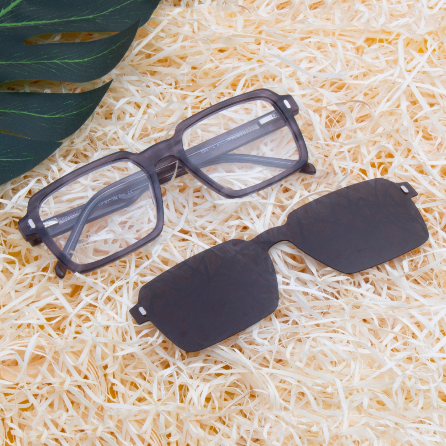 ENRIQUE UNISEX SQUARE ACETATE CLIPON SUNGLASSES WITH POLARIZED LENS BY TED SMITH (IN 4 COLORS)