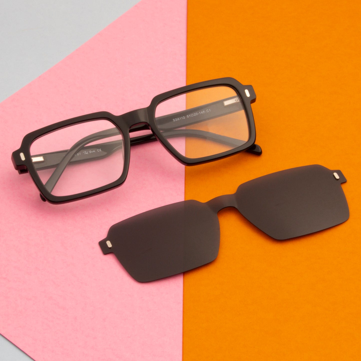 ENRIQUE UNISEX SQUARE ACETATE CLIPON SUNGLASSES WITH POLARIZED LENS BY TED SMITH (IN 4 COLORS)