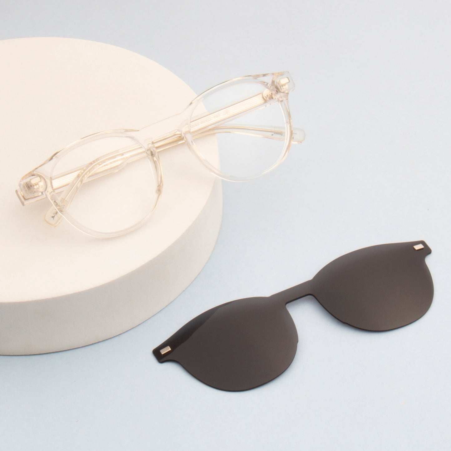 CHAVIS UNISEX ROUND ACETATE CLIPON SUNGLASSES WITH POLARIZED LENS BY TED SMITH (IN 4 COLORS)
