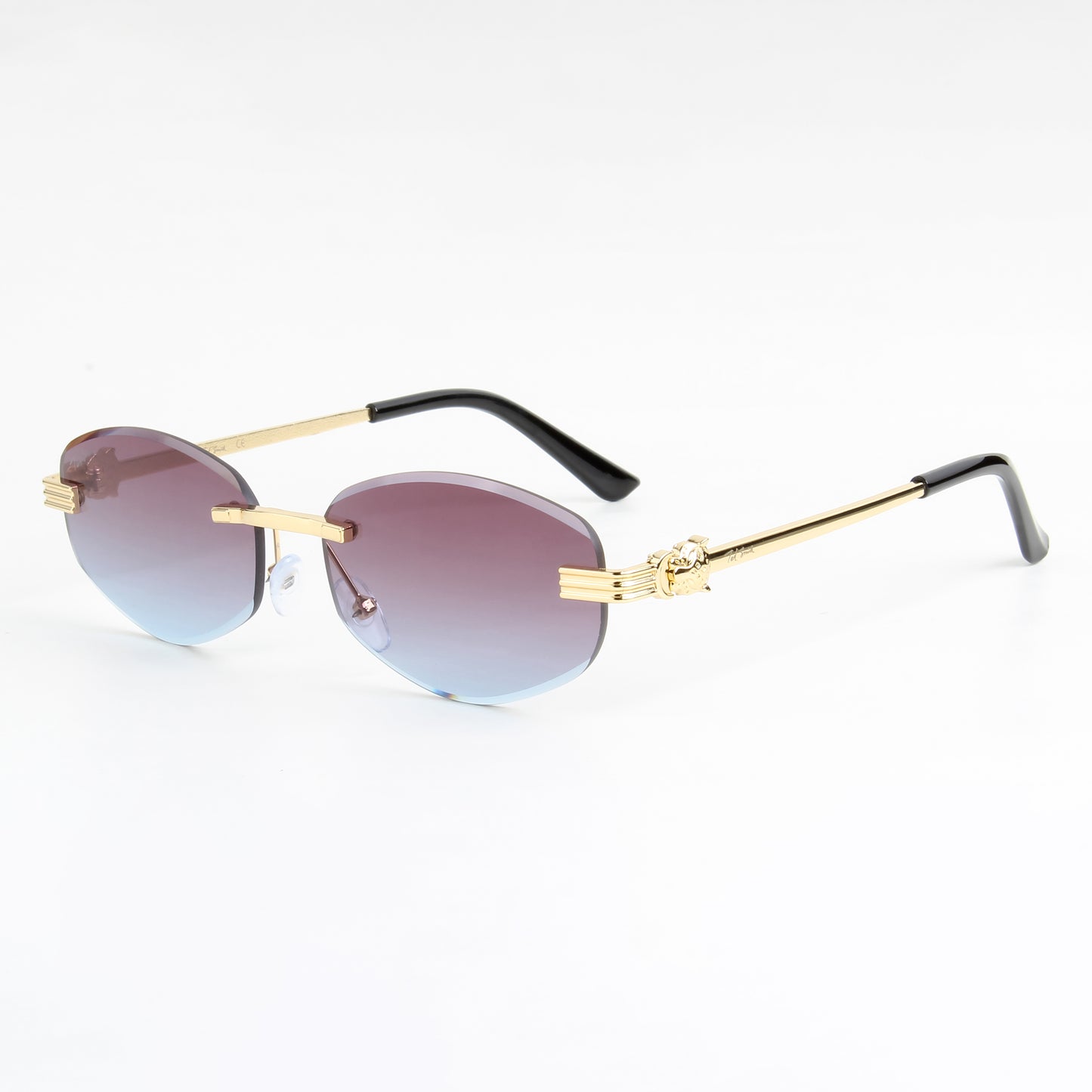 NOIR | DIAMOND CUT RIMLESS OVAL SUNGLASSES IN METAL (IN 3 COLOURS)