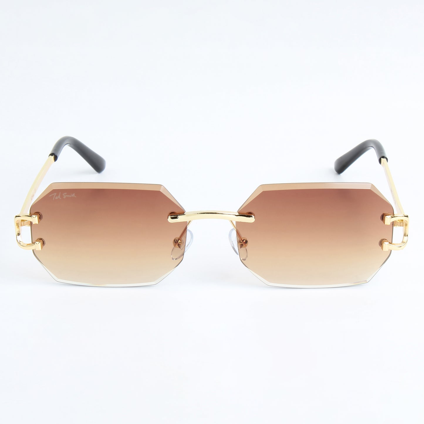 QAVALI | DIAMOND CUT RIMLESS HEXAGON SUNGLASSES IN METAL (IN 3 COLOURS)