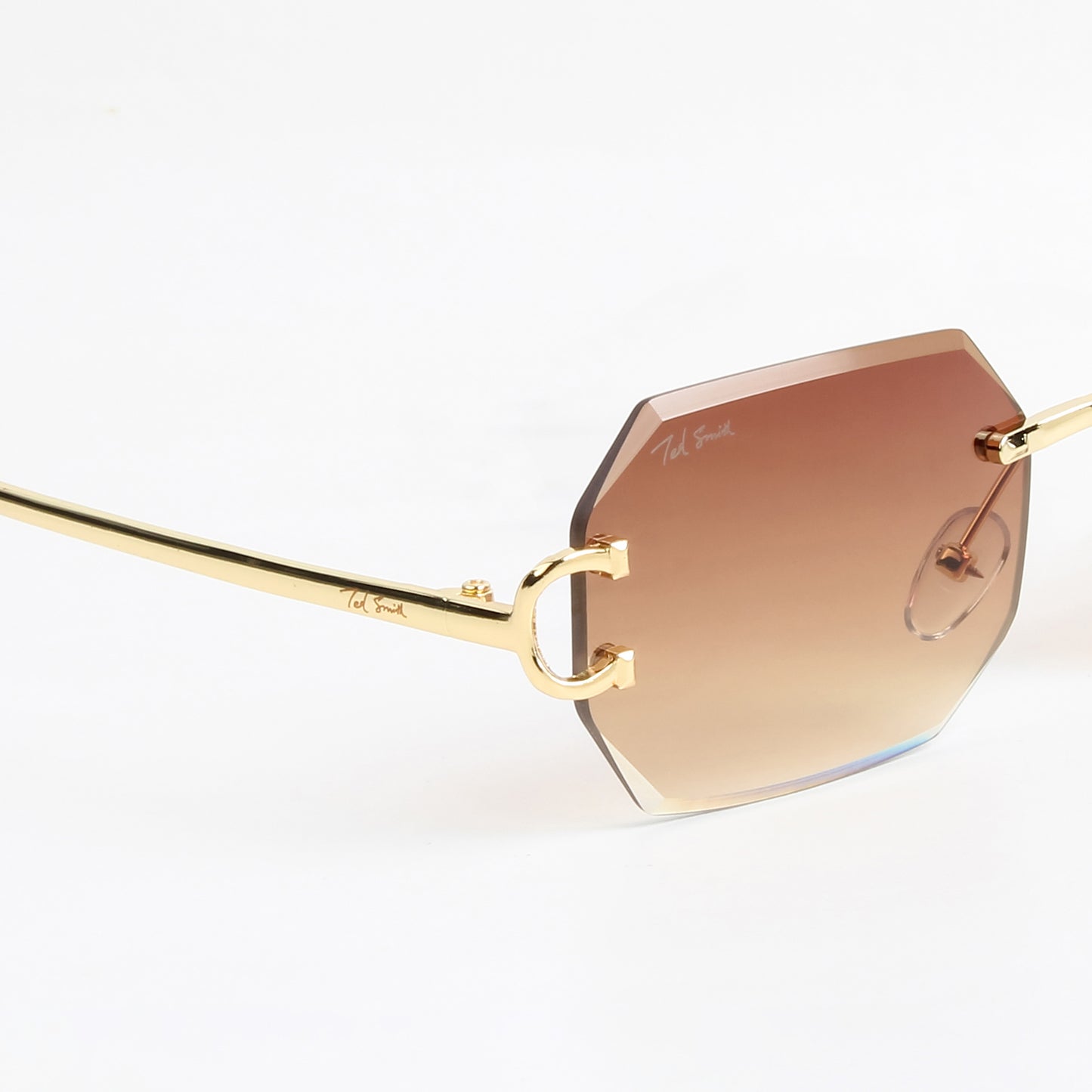 QAVALI | DIAMOND CUT RIMLESS HEXAGON SUNGLASSES IN METAL (IN 3 COLOURS)