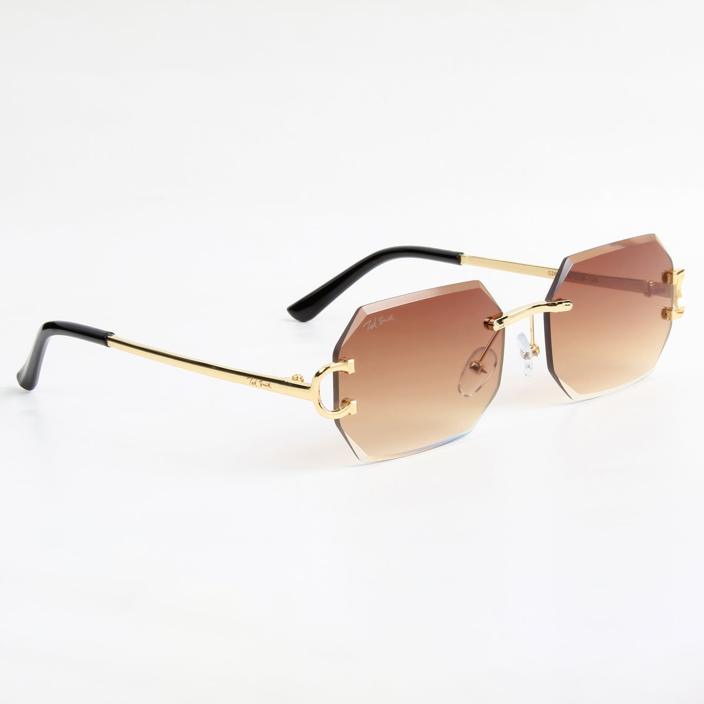 QAVALI | DIAMOND CUT RIMLESS HEXAGON SUNGLASSES IN METAL (IN 3 COLOURS)