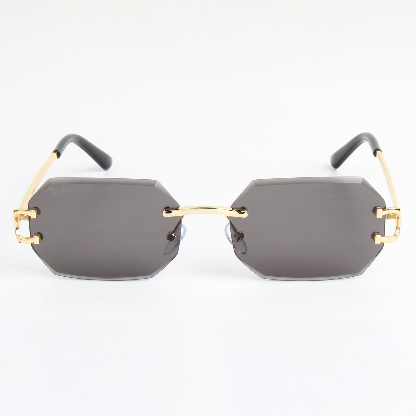 QAVALI | DIAMOND CUT RIMLESS HEXAGON SUNGLASSES IN METAL (IN 3 COLOURS)