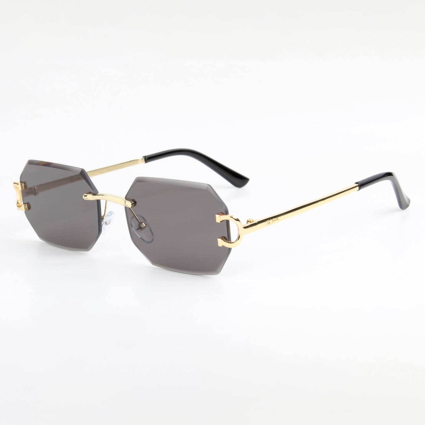 QAVALI | DIAMOND CUT RIMLESS HEXAGON SUNGLASSES IN METAL (IN 3 COLOURS)