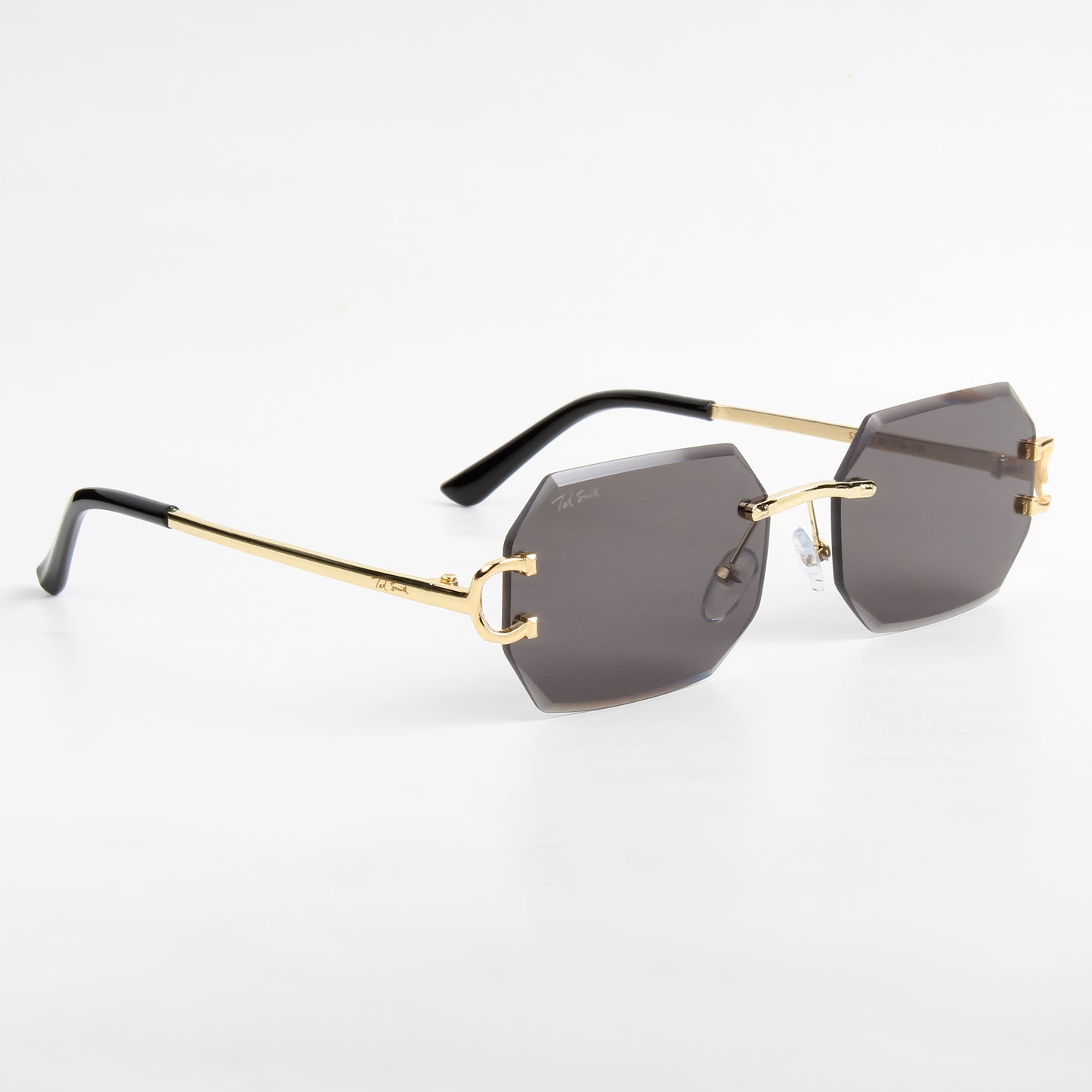 QAVALI | DIAMOND CUT RIMLESS HEXAGON SUNGLASSES IN METAL (IN 3 COLOURS)