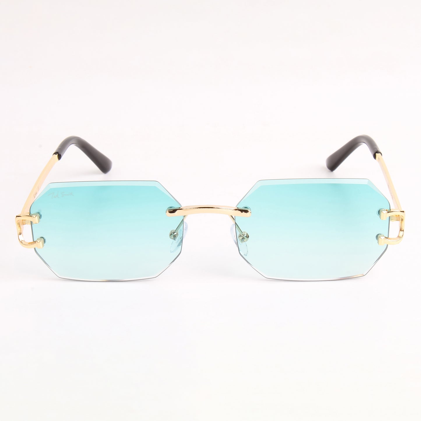 QAVALI | DIAMOND CUT RIMLESS HEXAGON SUNGLASSES IN METAL (IN 3 COLOURS)