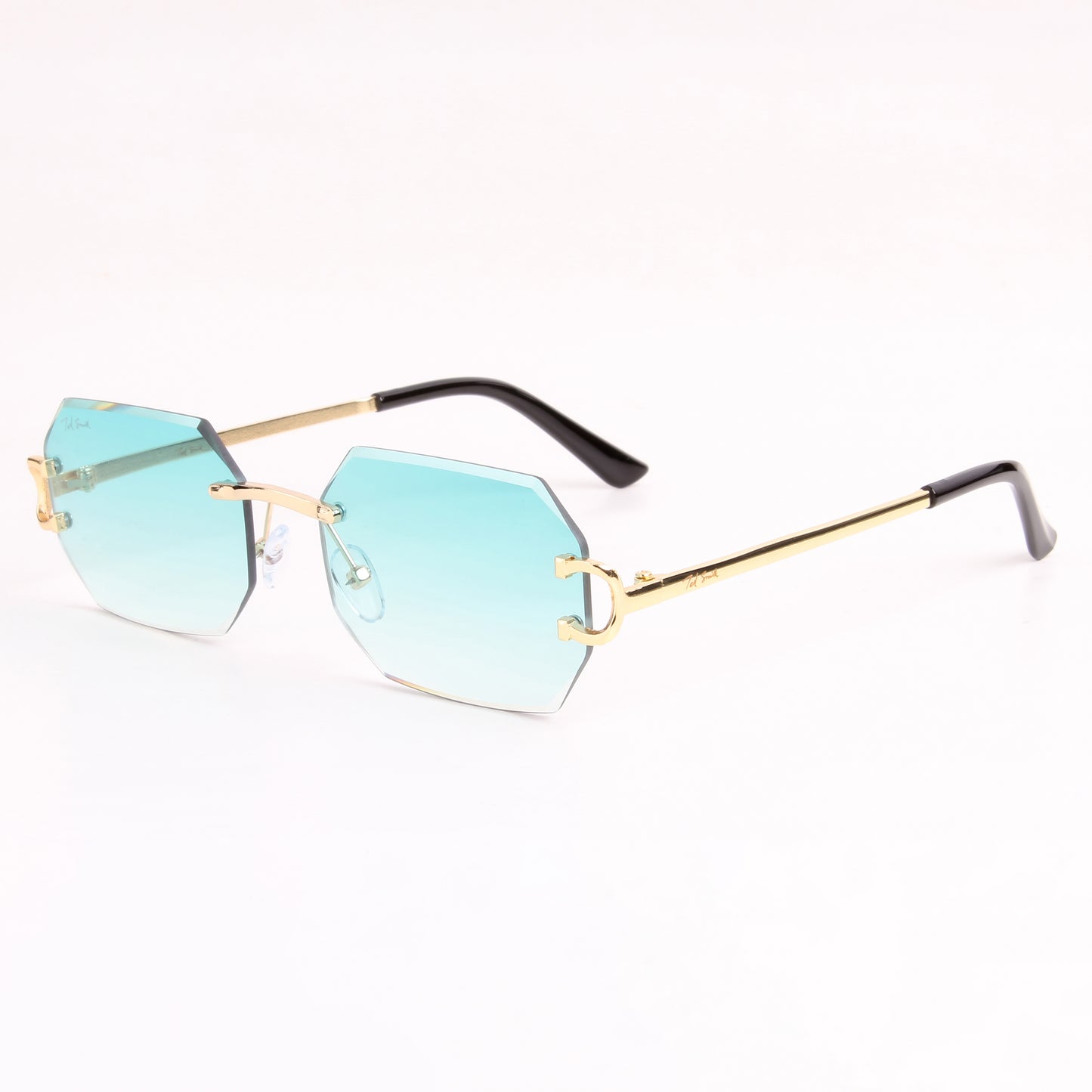 QAVALI | DIAMOND CUT RIMLESS HEXAGON SUNGLASSES IN METAL (IN 3 COLOURS)