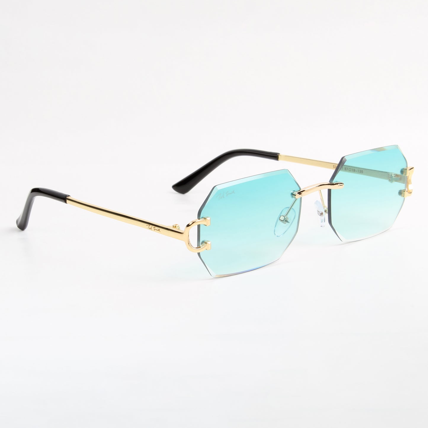 QAVALI | DIAMOND CUT RIMLESS HEXAGON SUNGLASSES IN METAL (IN 3 COLOURS)
