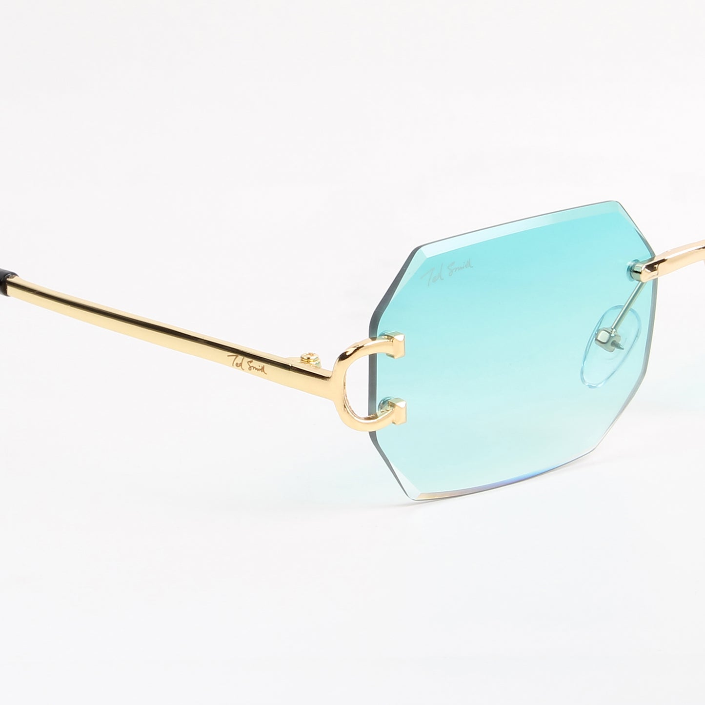 QAVALI | DIAMOND CUT RIMLESS HEXAGON SUNGLASSES IN METAL (IN 3 COLOURS)