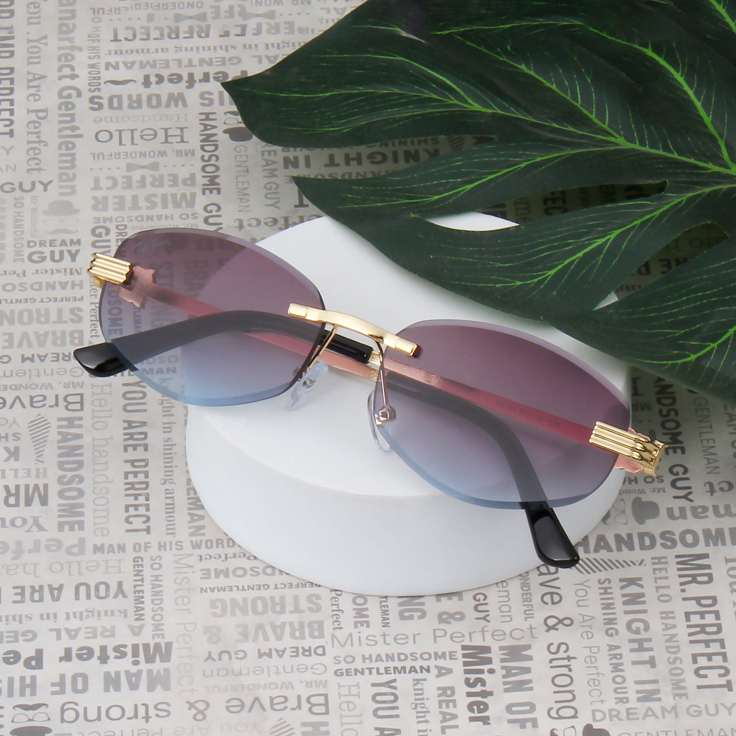 NOIR | DIAMOND CUT RIMLESS OVAL SUNGLASSES IN METAL (IN 3 COLOURS)