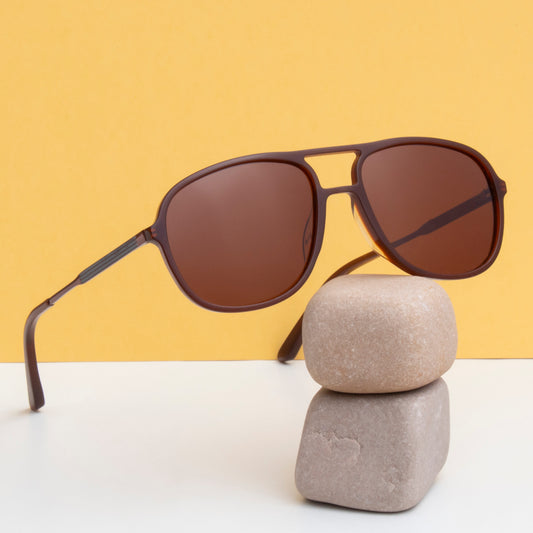 SUN-NURISTA UNISEX AVIATOR ACETATE SUNGLASSES WITH POLARIZED LENS