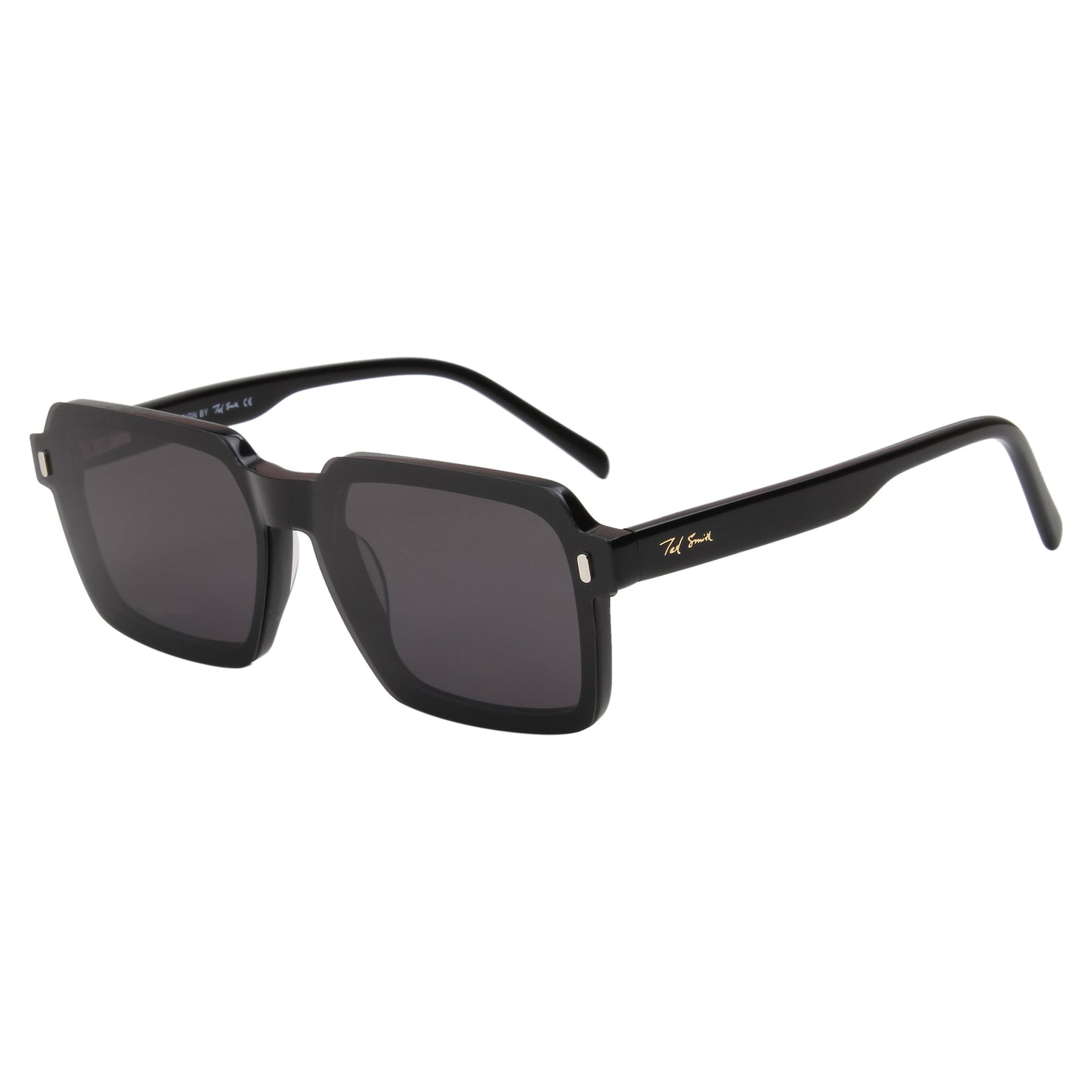 ENRIQUE UNISEX SQUARE ACETATE CLIPON SUNGLASSES WITH POLARIZED LENS BY TED SMITH (IN 4 COLORS)