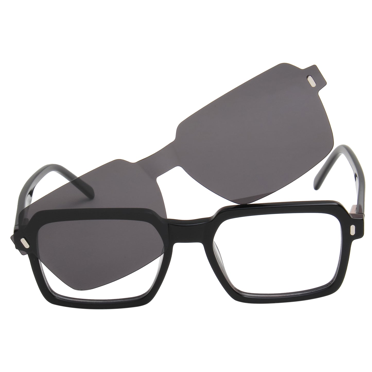 ENRIQUE UNISEX SQUARE ACETATE CLIPON SUNGLASSES WITH POLARIZED LENS BY TED SMITH (IN 4 COLORS)