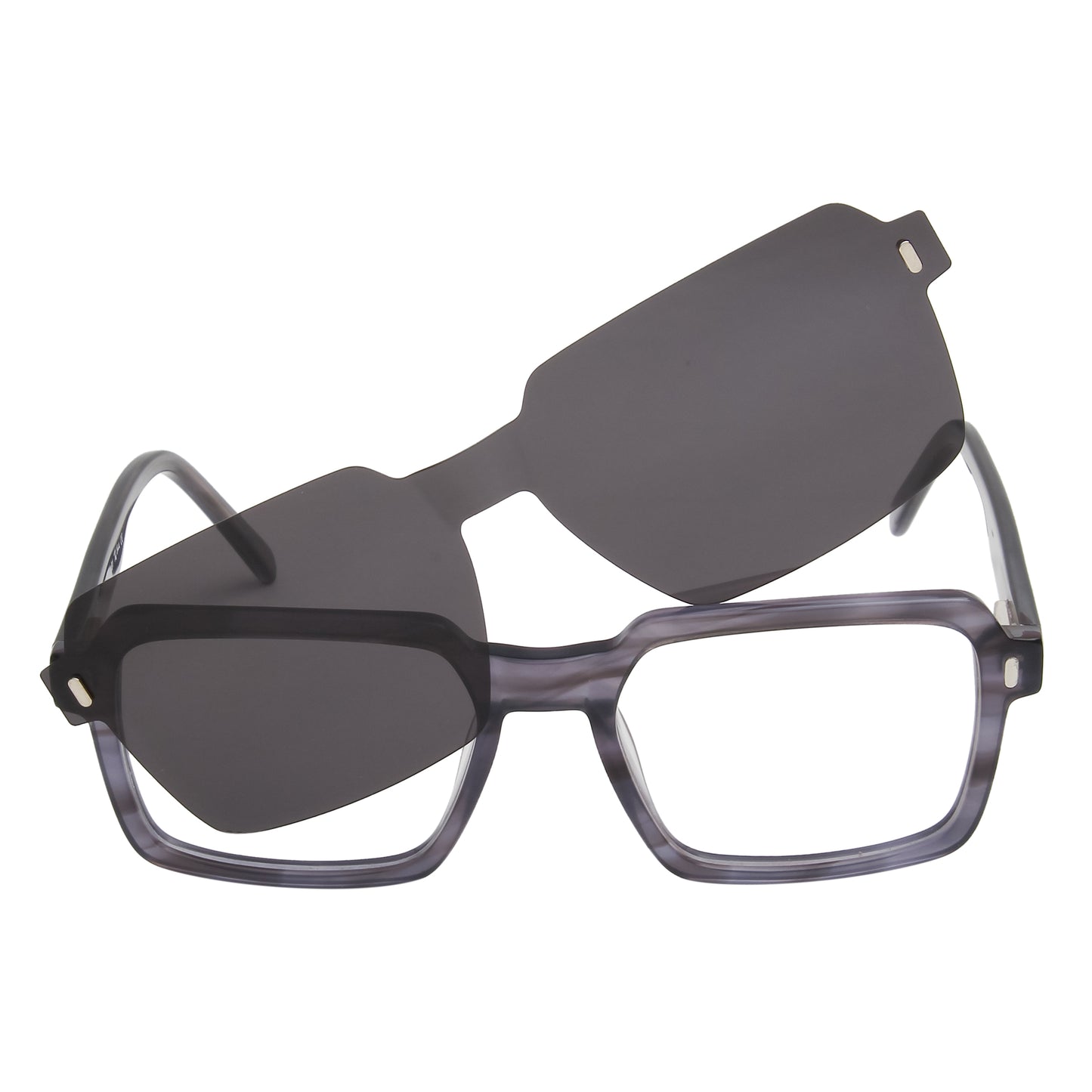 ENRIQUE UNISEX SQUARE ACETATE CLIPON SUNGLASSES WITH POLARIZED LENS BY TED SMITH (IN 4 COLORS)