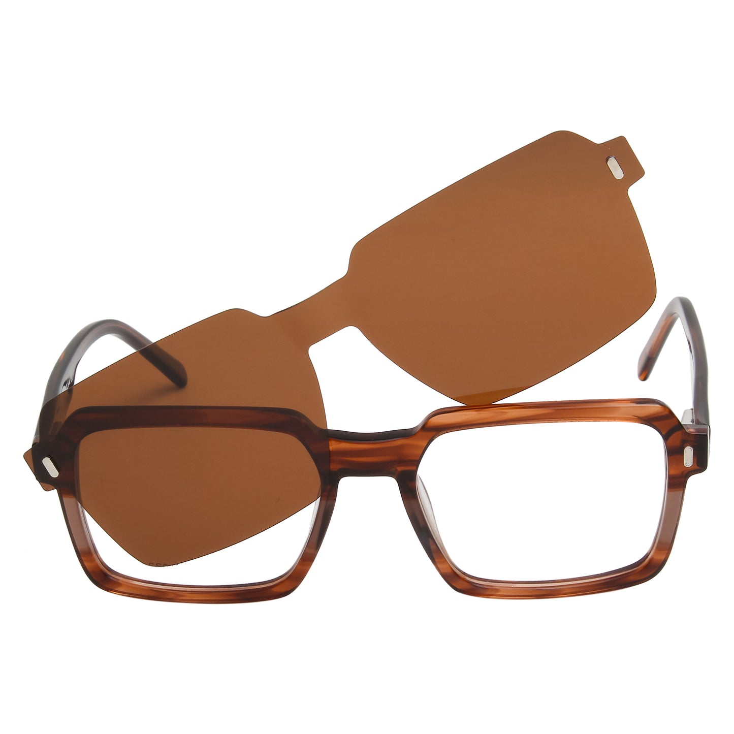 ENRIQUE UNISEX SQUARE ACETATE CLIPON SUNGLASSES WITH POLARIZED LENS BY TED SMITH (IN 4 COLORS)