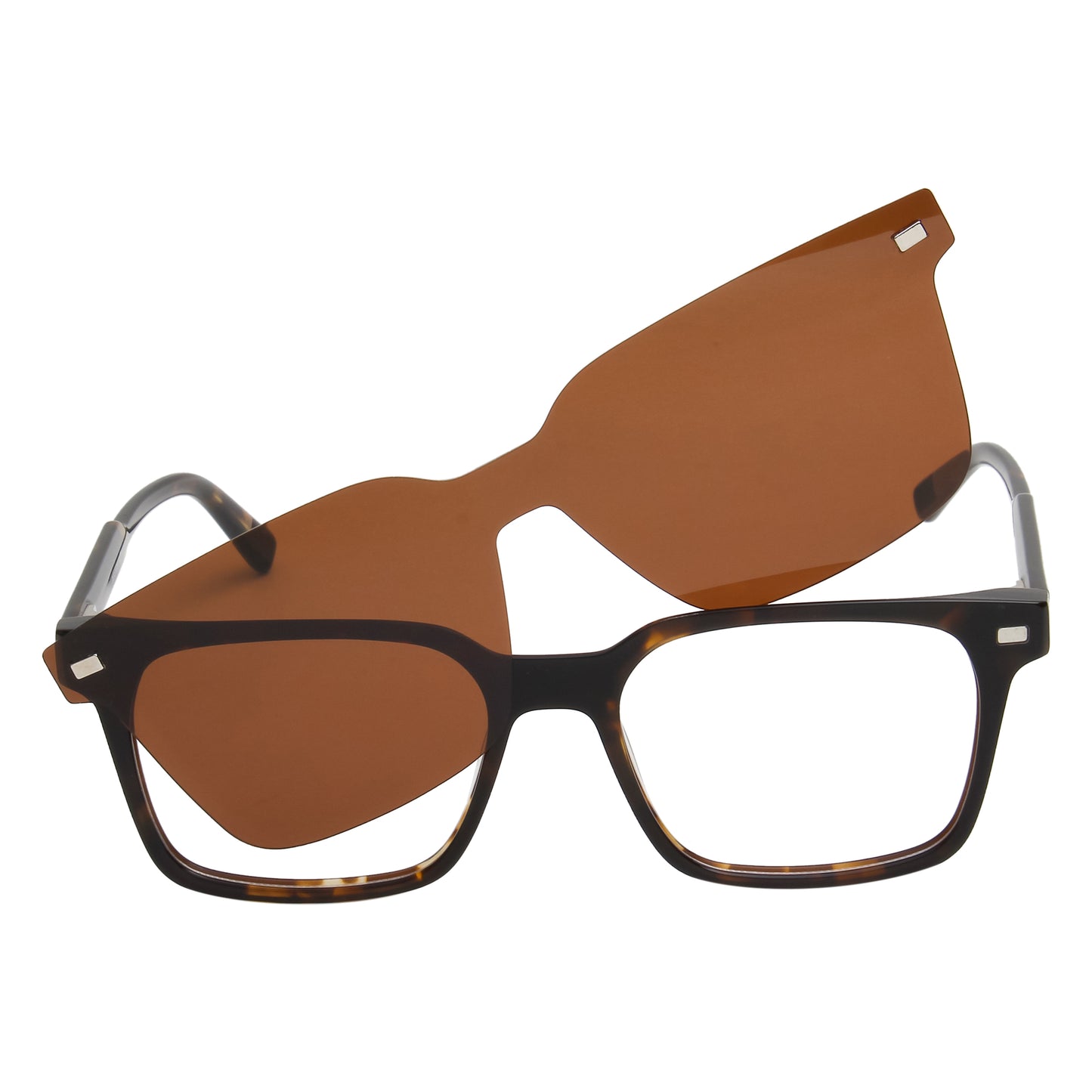 CHARLIE UNISEX SQUARE ACETATE CLIPON SUNGLASSES WITH POLARIZED LENS BY TED SMITH (IN 3 COLORS)