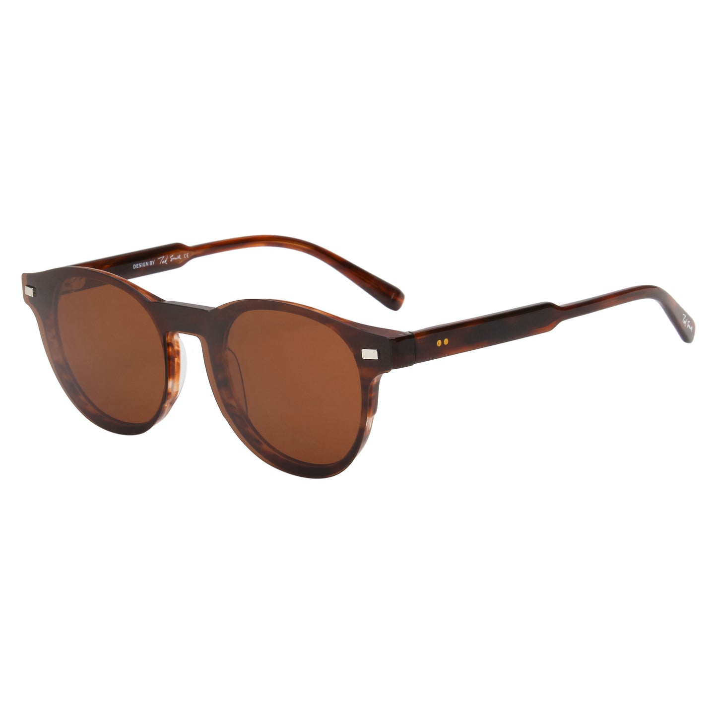 CHAVIS UNISEX ROUND ACETATE CLIPON SUNGLASSES WITH POLARIZED LENS BY TED SMITH (IN 4 COLORS)