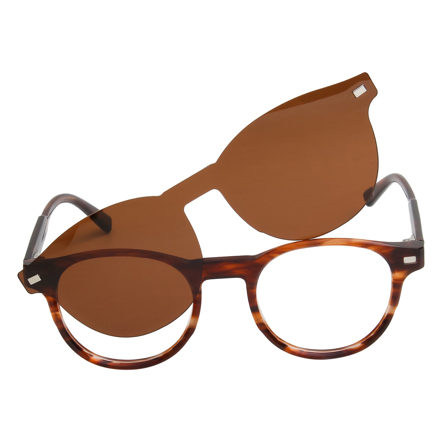 CHAVIS UNISEX ROUND ACETATE CLIPON SUNGLASSES WITH POLARIZED LENS BY TED SMITH (IN 4 COLORS)