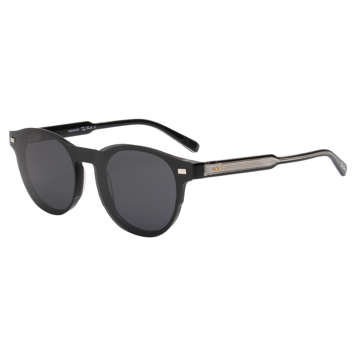 CHAVIS UNISEX ROUND ACETATE CLIPON SUNGLASSES WITH POLARIZED LENS BY TED SMITH (IN 4 COLORS)