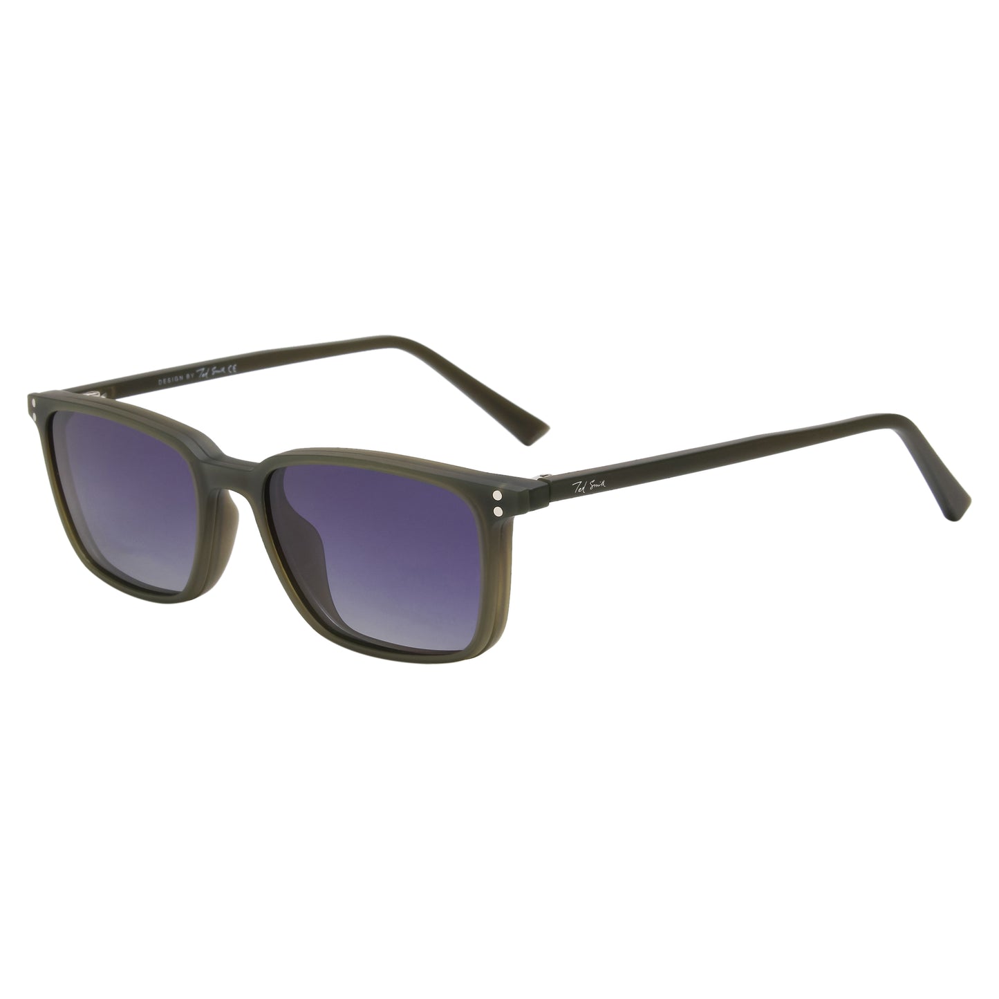 JARVIS UNISEX RECTANGULAR TR90 CLIPON SUNGLASSES WITH POLARIZED LENS BY TED SMITH (IN 3 COLORS)