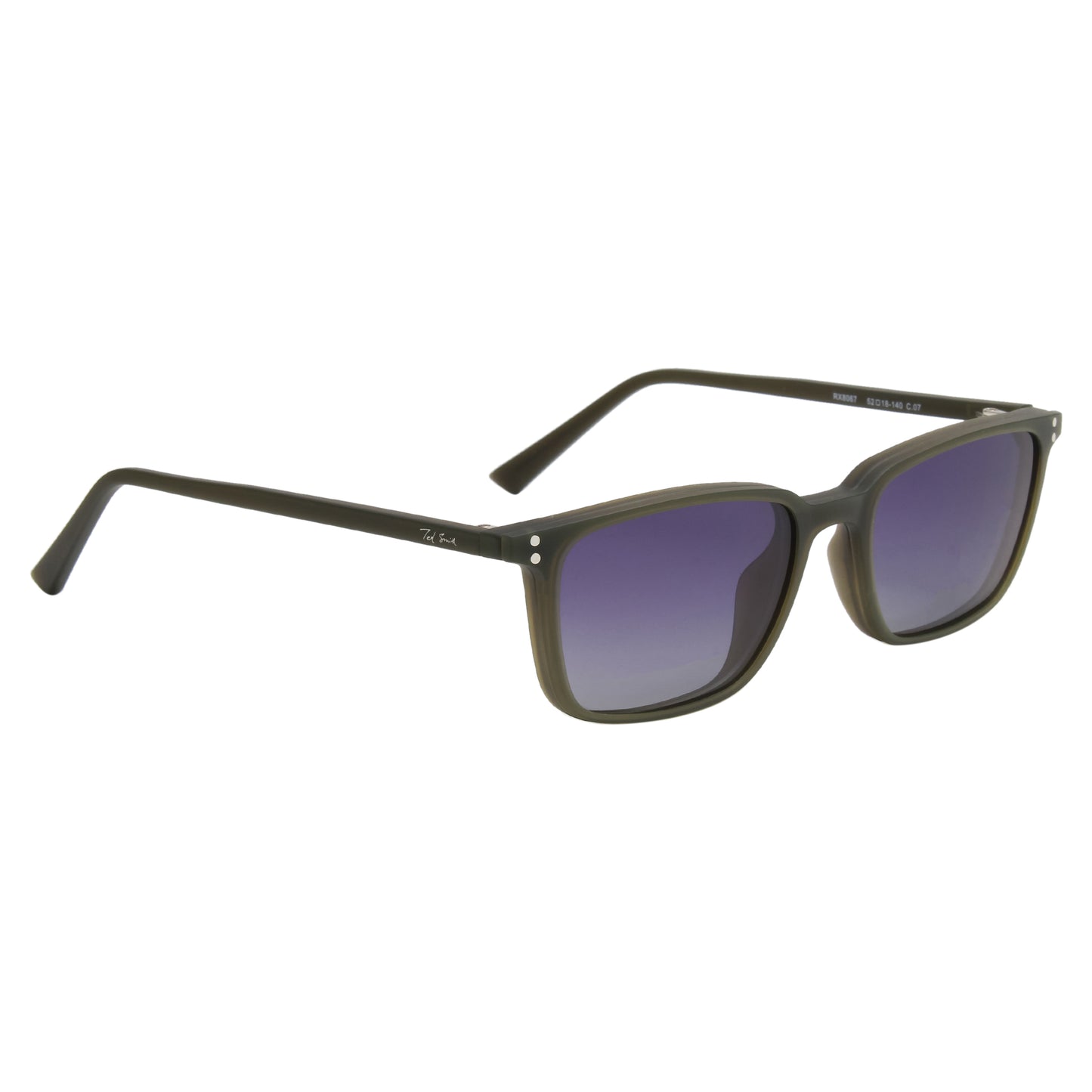 JARVIS UNISEX RECTANGULAR TR90 CLIPON SUNGLASSES WITH POLARIZED LENS BY TED SMITH (IN 3 COLORS)