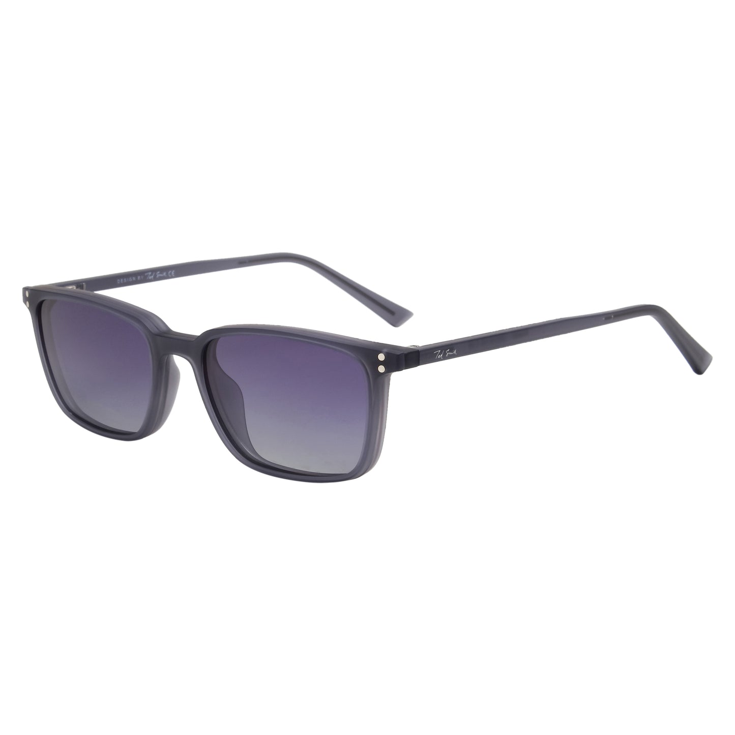 JARVIS UNISEX RECTANGULAR TR90 CLIPON SUNGLASSES WITH POLARIZED LENS BY TED SMITH (IN 3 COLORS)