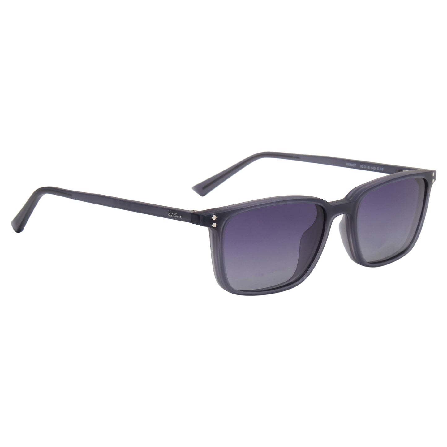 JARVIS UNISEX RECTANGULAR TR90 CLIPON SUNGLASSES WITH POLARIZED LENS BY TED SMITH (IN 3 COLORS)