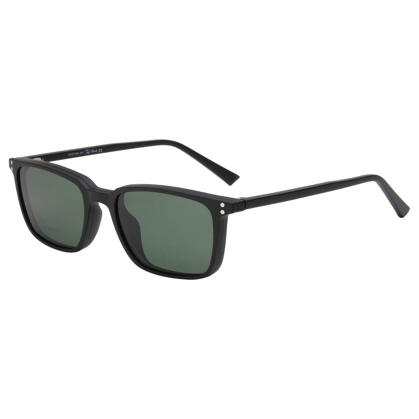 JARVIS UNISEX RECTANGULAR TR90 CLIPON SUNGLASSES WITH POLARIZED LENS BY TED SMITH (IN 3 COLORS)