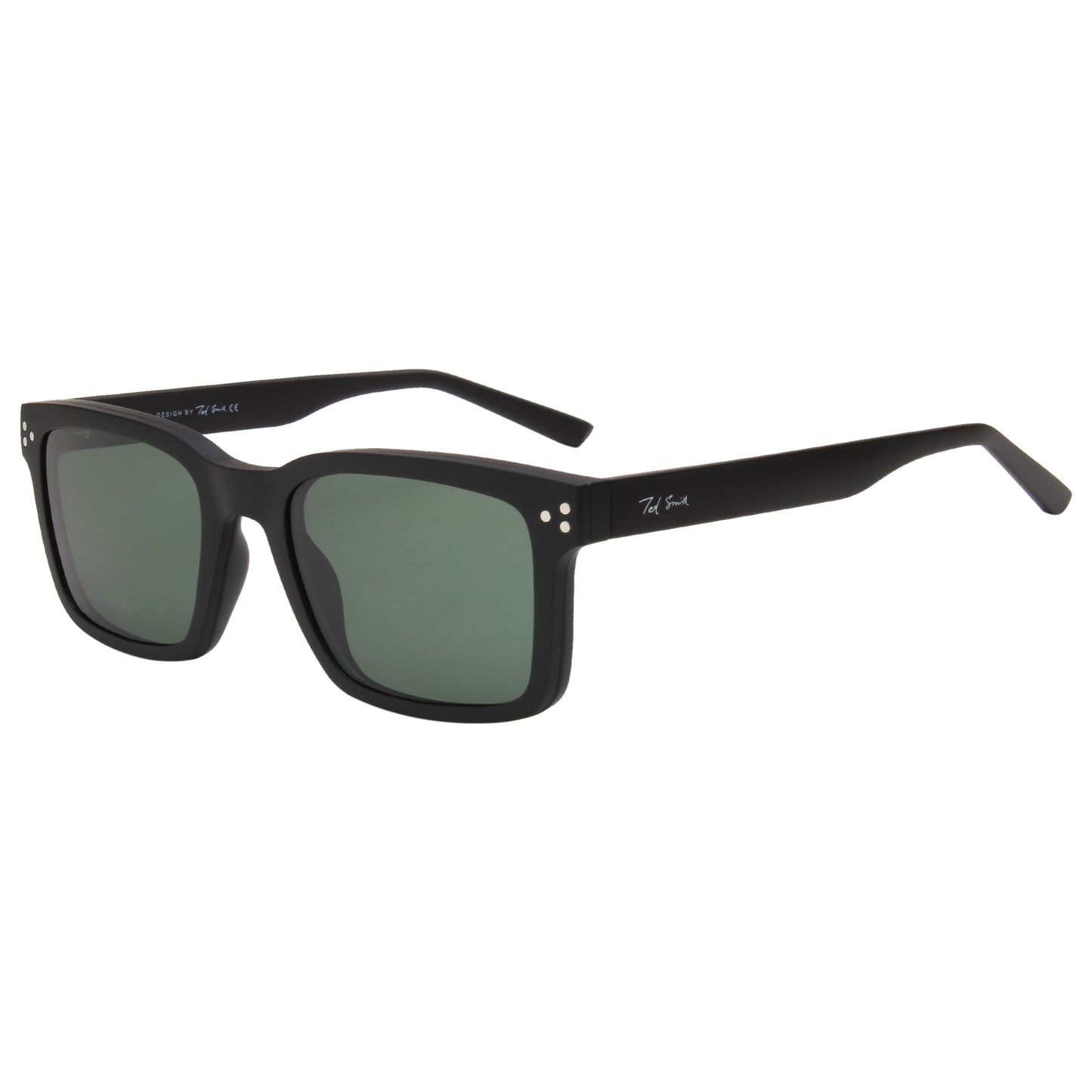 STEVENS UNISEX SQUARE TR90 CLIPON SUNGLASSES WITH POLARIZED LENS BY TED SMITH (IN 2 COLORS)
