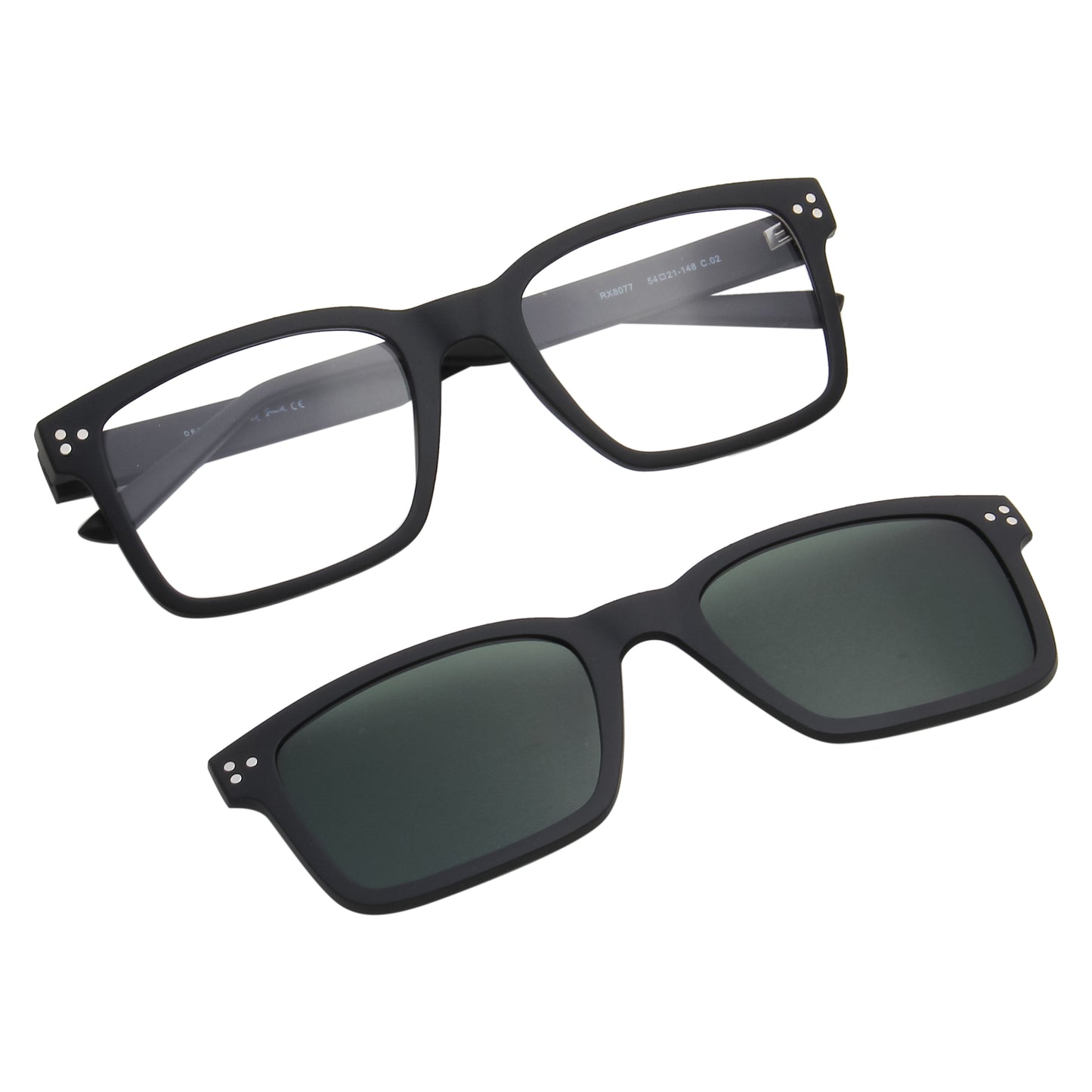 STEVENS UNISEX SQUARE TR90 CLIPON SUNGLASSES WITH POLARIZED LENS BY TED SMITH (IN 2 COLORS)
