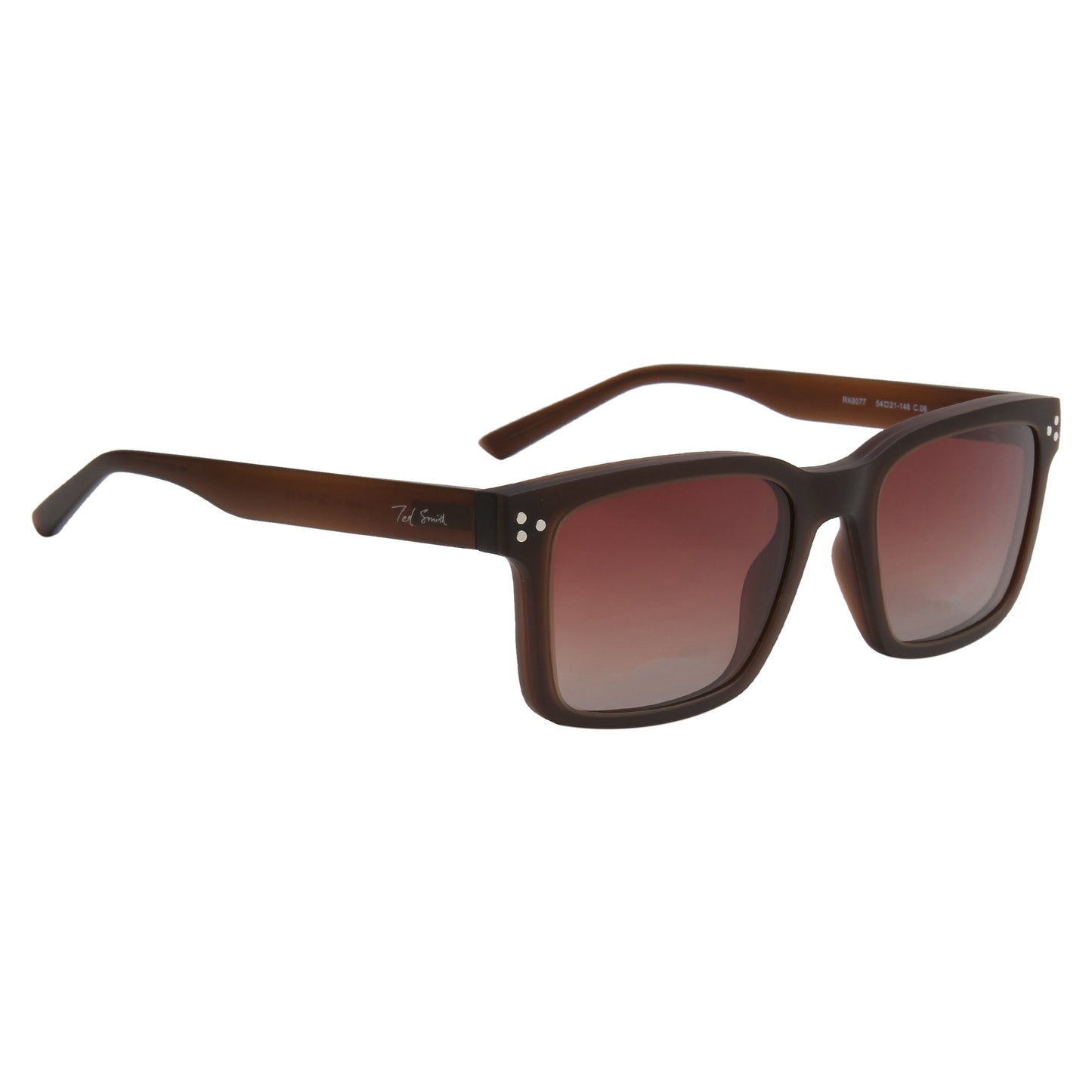 STEVENS UNISEX SQUARE TR90 CLIPON SUNGLASSES WITH POLARIZED LENS BY TED SMITH (IN 2 COLORS)