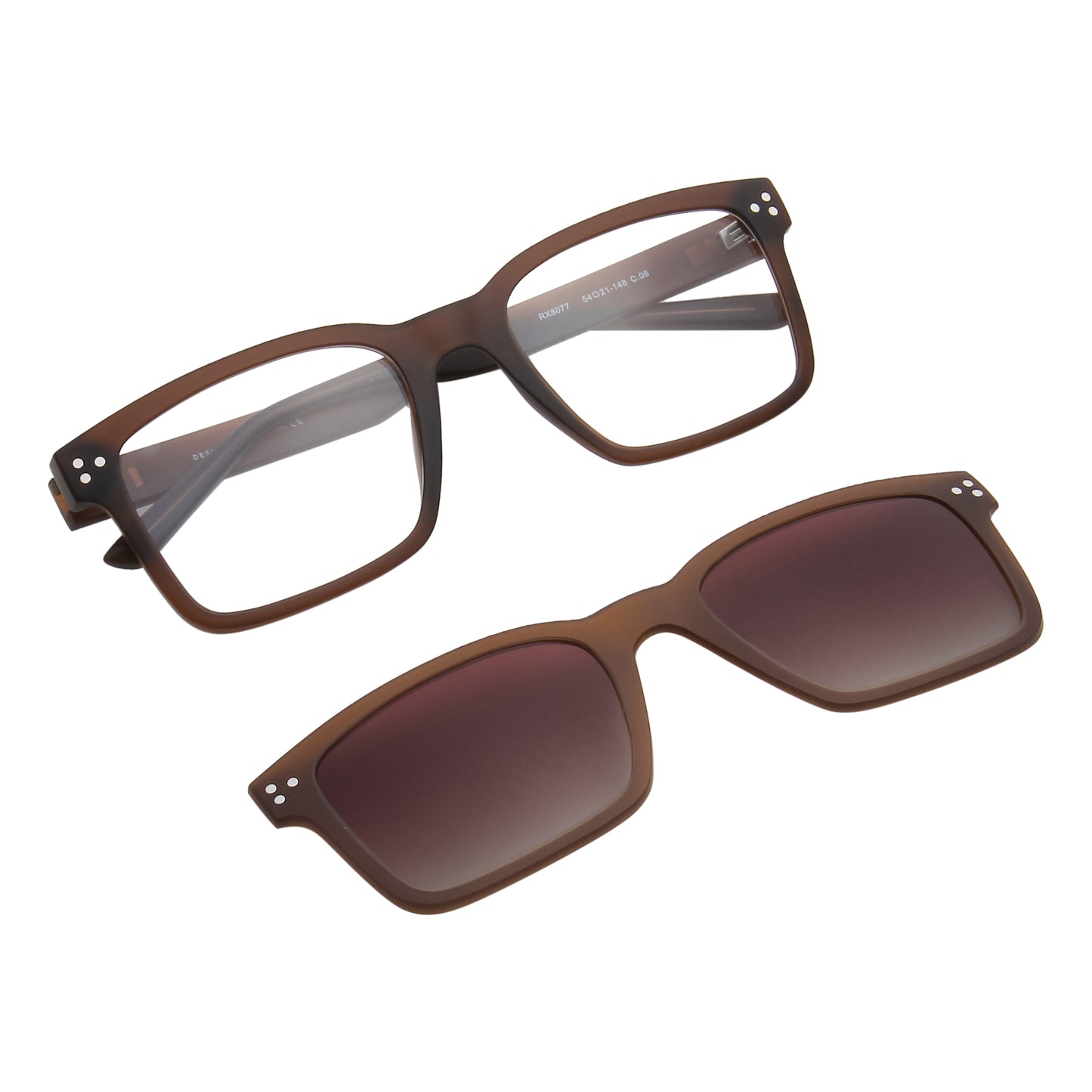 STEVENS UNISEX SQUARE TR90 CLIPON SUNGLASSES WITH POLARIZED LENS BY TED SMITH (IN 2 COLORS)