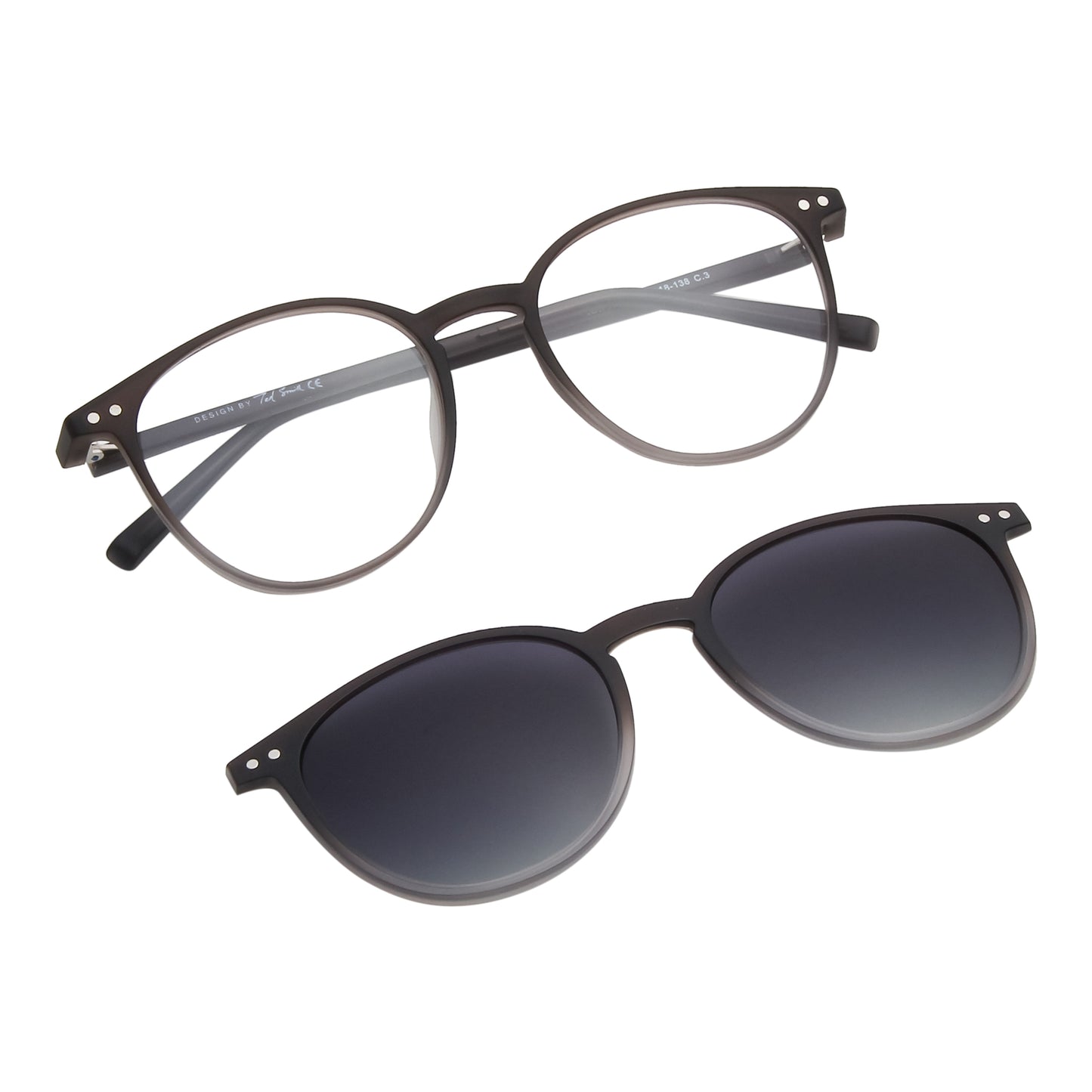 BRET UNISEX ROUND TR90 CLIPON SUNGLASSES WITH POLARIZED LENS BY TED SMITH (IN 4 COLORS)