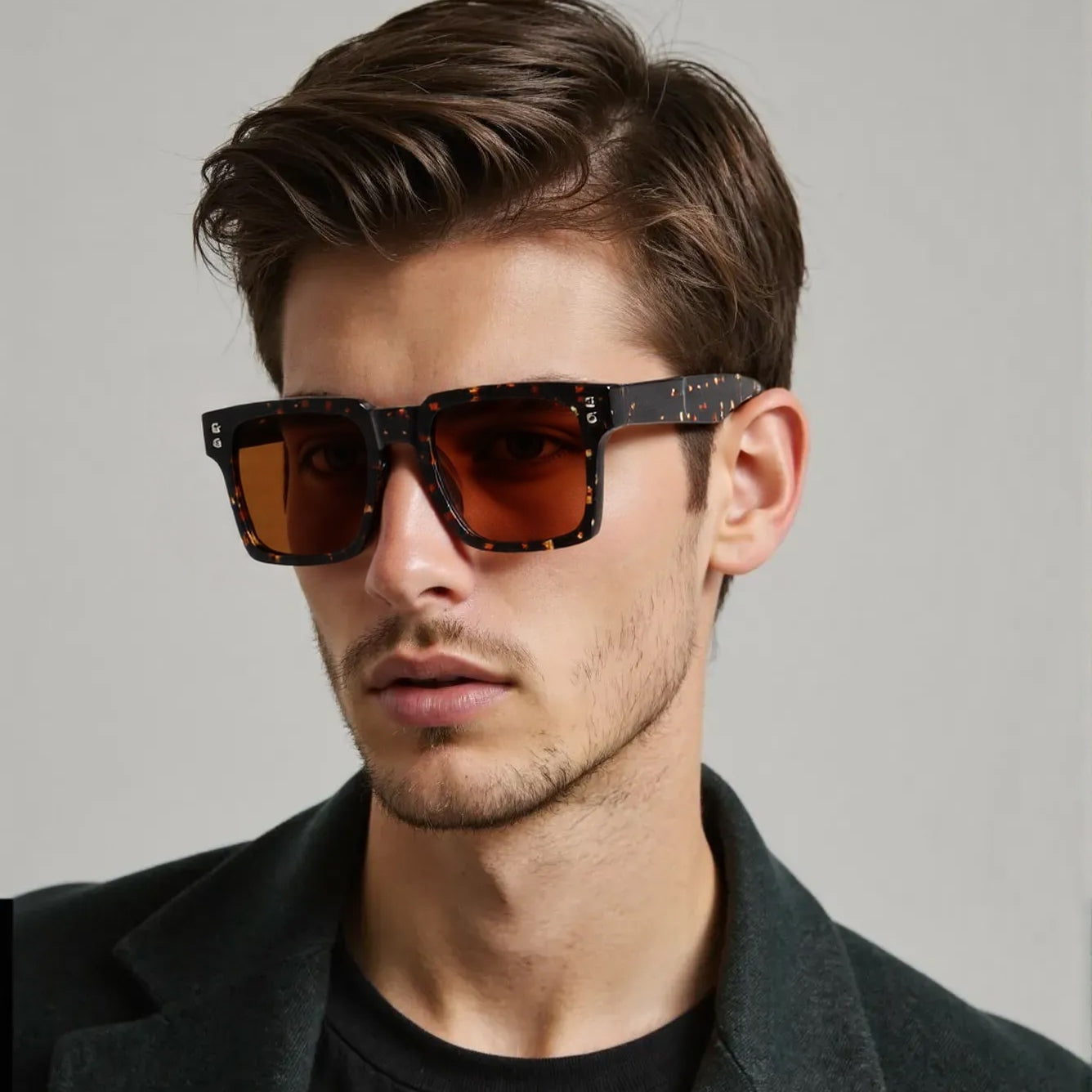 SUN-ALICE UNISEX SQUARE ACETATE SUNGLASSES WITH POLARIZED LENS BY TED SMITH (IN 4 COLORS)