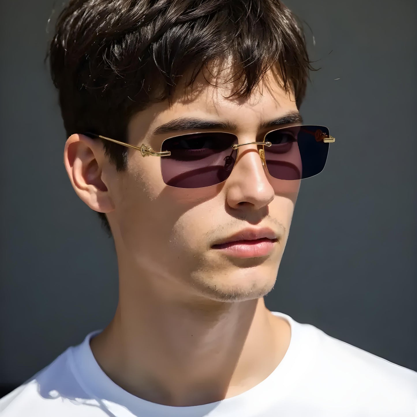 SOLITAIRE 3 UNISEX RECTANGLE METAL SUNGLASSES BY TED SMITH (IN 2 COLORS)