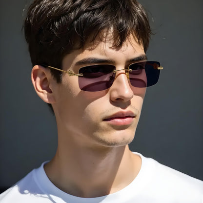 SOLITAIRE 3 UNISEX RECTANGLE METAL SUNGLASSES BY TED SMITH (IN 2 COLORS)