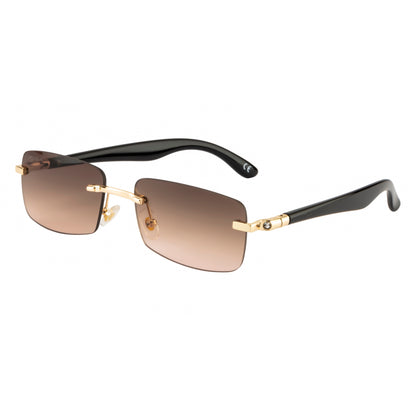 SOLITIARE UNISEX RECTANGLE METAL RIMLESS SUNGLASSES BY TED SMITH (IN 4 COLORS)