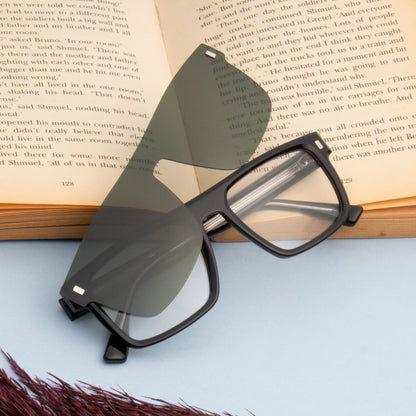 CLP-JADEN UNISEX SQUARE ACETATE CLIPON SUNGLASSES WITH POLARIZED LENS BY TED SMITH (IN 4 COLORS)