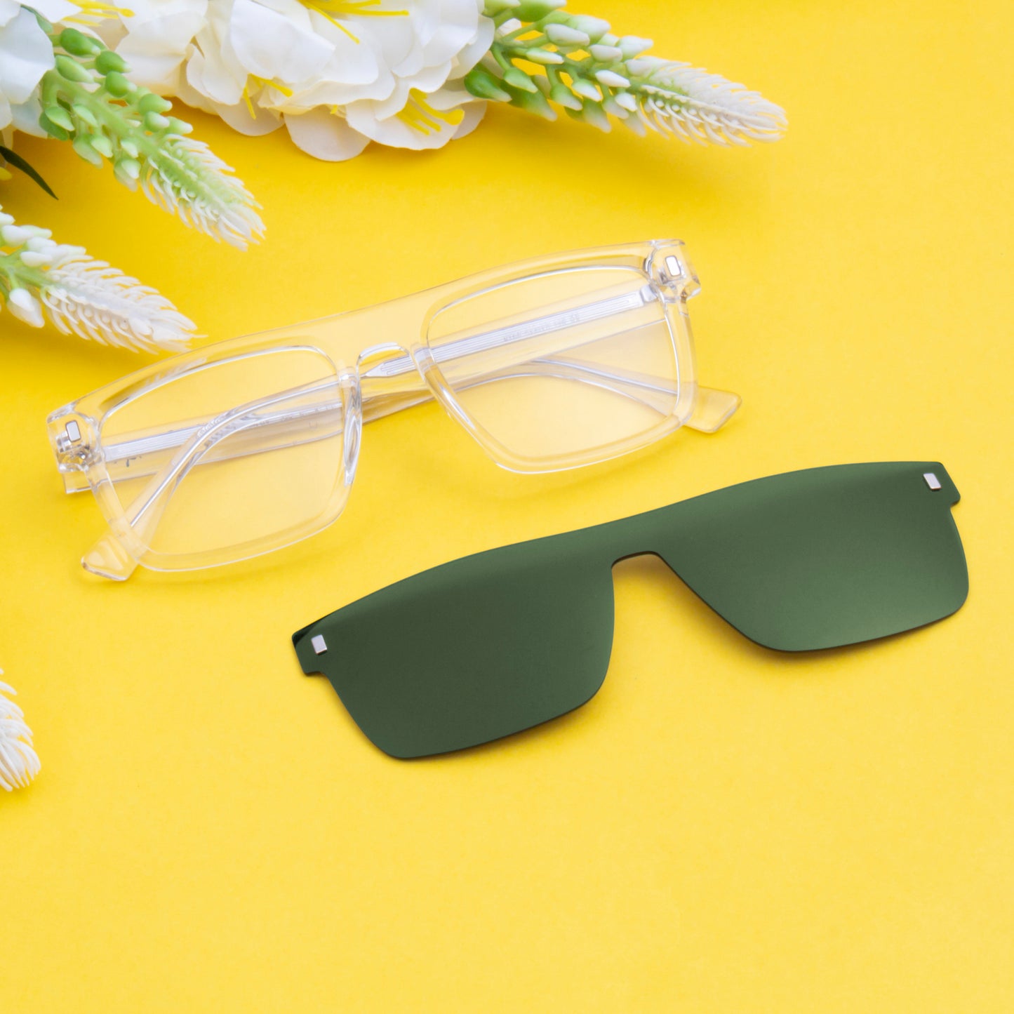 CLP-JADEN UNISEX SQUARE ACETATE CLIPON SUNGLASSES WITH POLARIZED LENS BY TED SMITH (IN 4 COLORS)