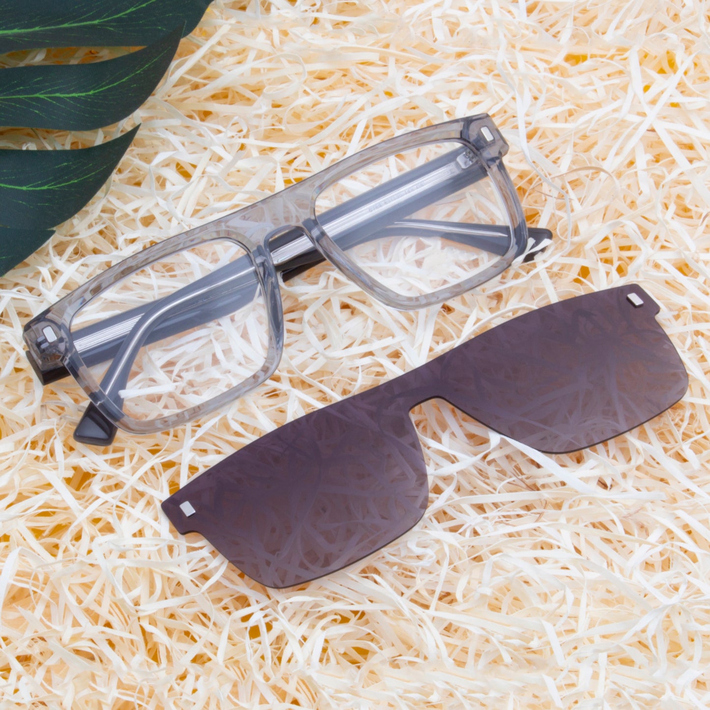 CLP-JADEN UNISEX SQUARE ACETATE CLIPON SUNGLASSES WITH POLARIZED LENS BY TED SMITH (IN 4 COLORS)