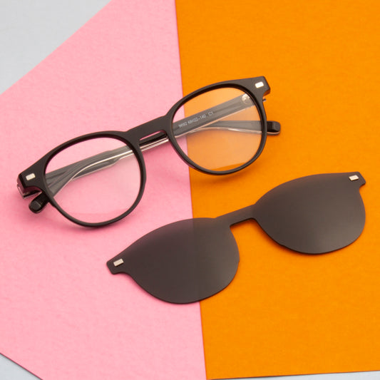 CHAVIS UNISEX ROUND ACETATE CLIPON SUNGLASSES WITH POLARIZED LENS BY TED SMITH (IN 4 COLORS)